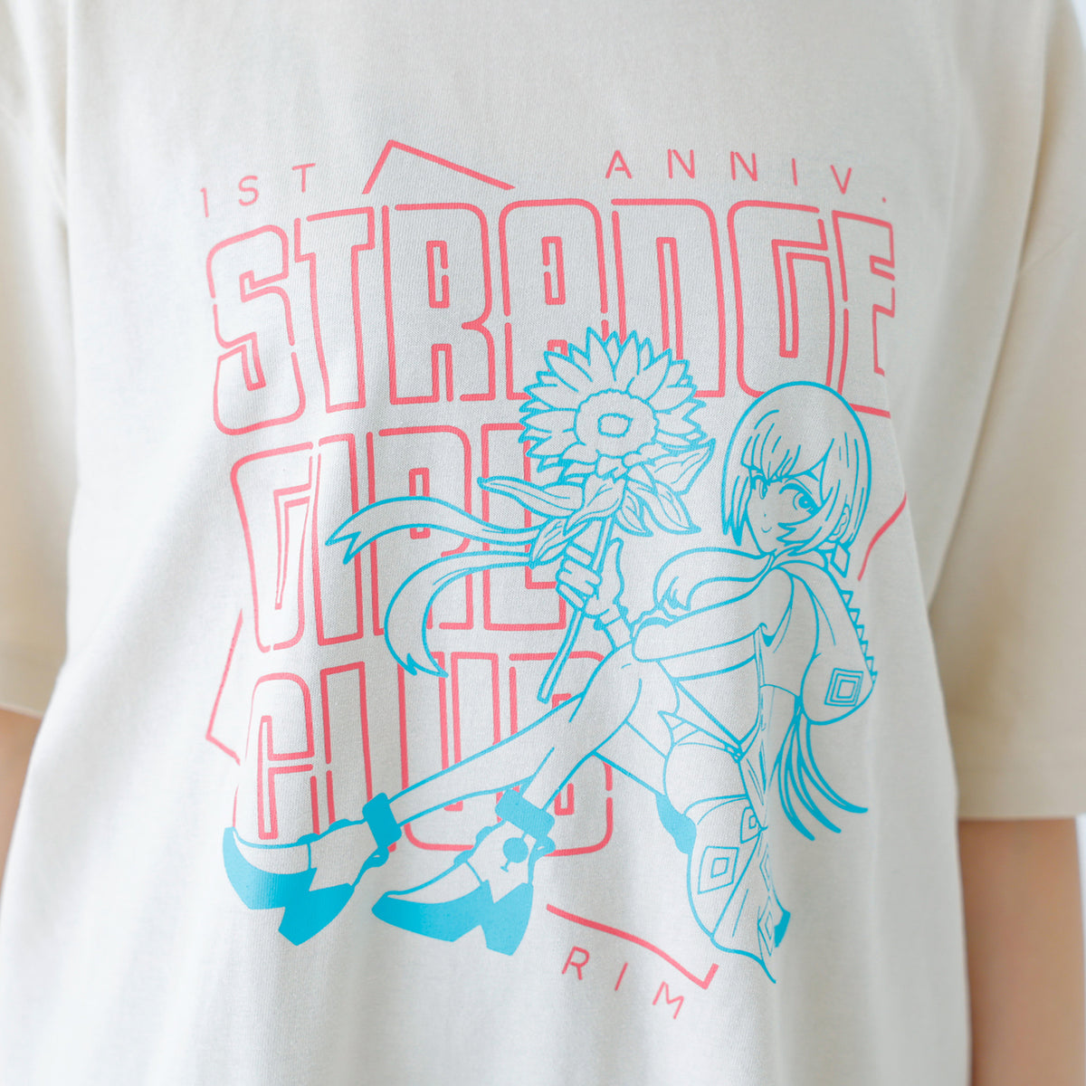 理芽】STRANGE GIRL CLUBイラストTシャツ／ベージュ／「STRANGE