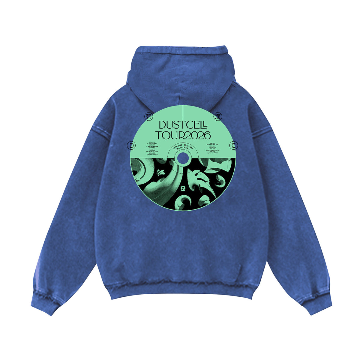 DUSTCELL】ピグメント加工フーディ／BLUE／DUSTCELL TOUR 2026「碧い海