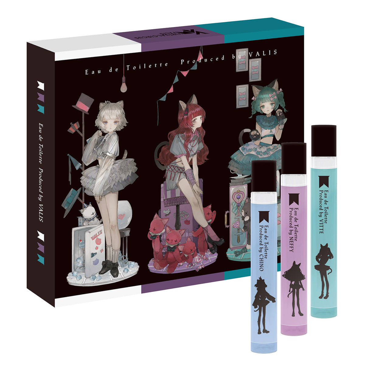 【VALIS】オリジナルオードトワレセット Produced by VALIS(CHINO、NEFFY、VITTE)/5th ONE-MAN LIVE「未来カレイドスコープ」OFFICIAL GOODS & 4th ONE-MAN LIVE「再現ガールフレンド」Blu-ray