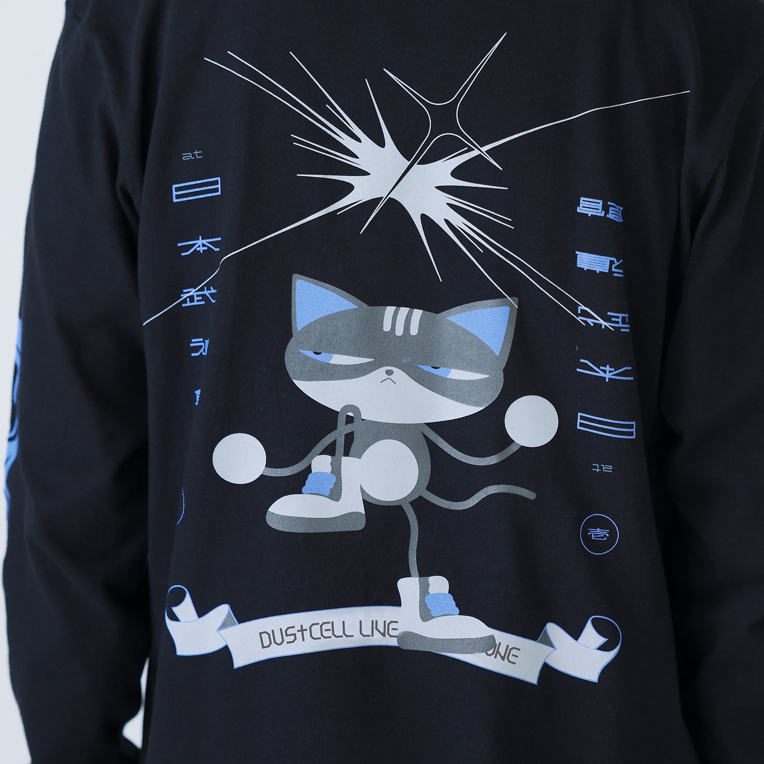DUSTCELL】「ONE」グラフィックロングスリーブTシャツ dustcat／BLACK