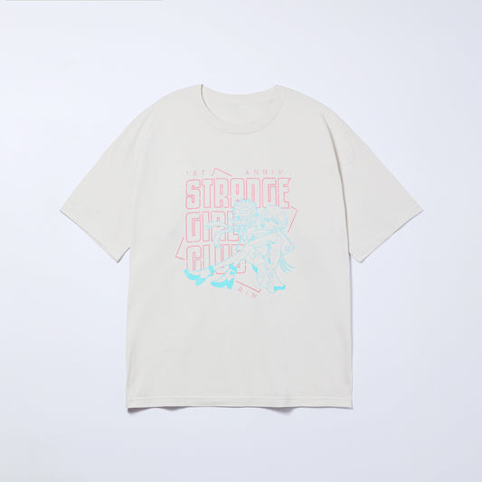 【理芽】STRANGE GIRL CLUBイラストTシャツ／ベージュ／「STRANGE GIRL CLUB」1ST ANNIV.
