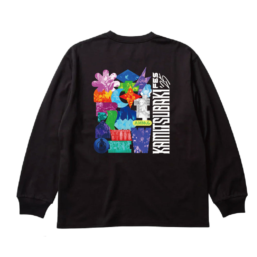 【KAMITSUBAKI STUDIO】ビックシルエット ロングスリーブTシャツ カラービジュアル ver.／BLACK／KAMITSUBAKI FES ’25 OUR ONE-DAY WAR