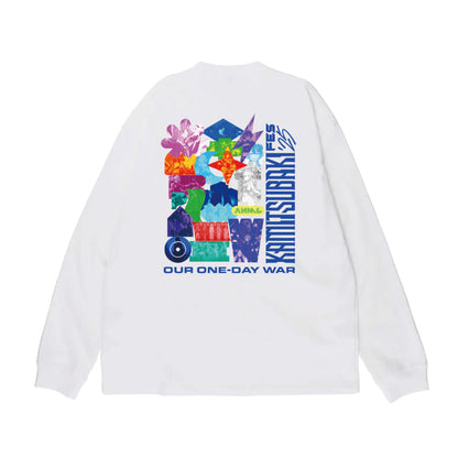 【KAMITSUBAKI STUDIO】ビックシルエット ロングスリーブTシャツ カラービジュアル ver.／WHITE／KAMITSUBAKI FES ’25 OUR ONE-DAY WAR