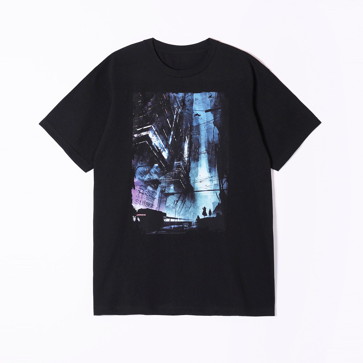 Empty old City】Distressed print T-shirt／「Offline Saga