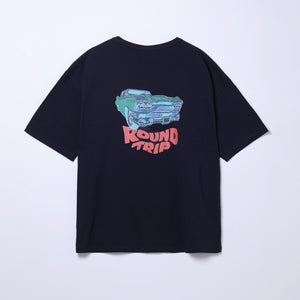 【DUSTCELL】ビックシルエットTシャツ A／BLACK／TOUR「ROUND TRIP」